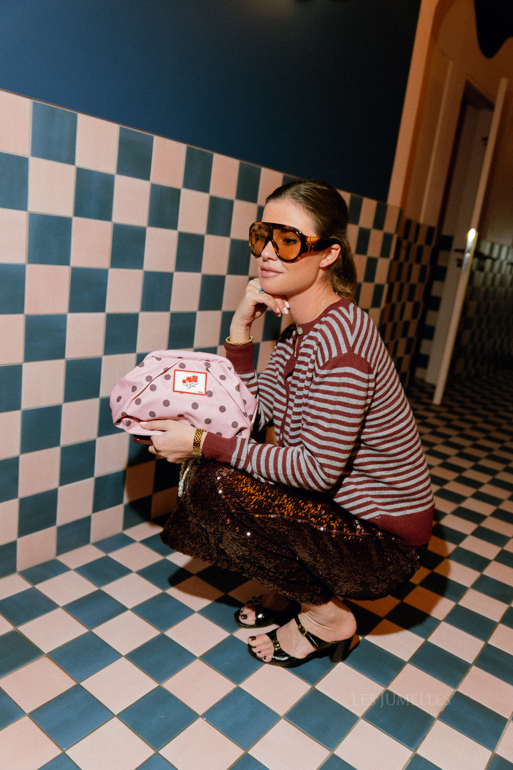 Lisa striped cardigan burgundy/grey