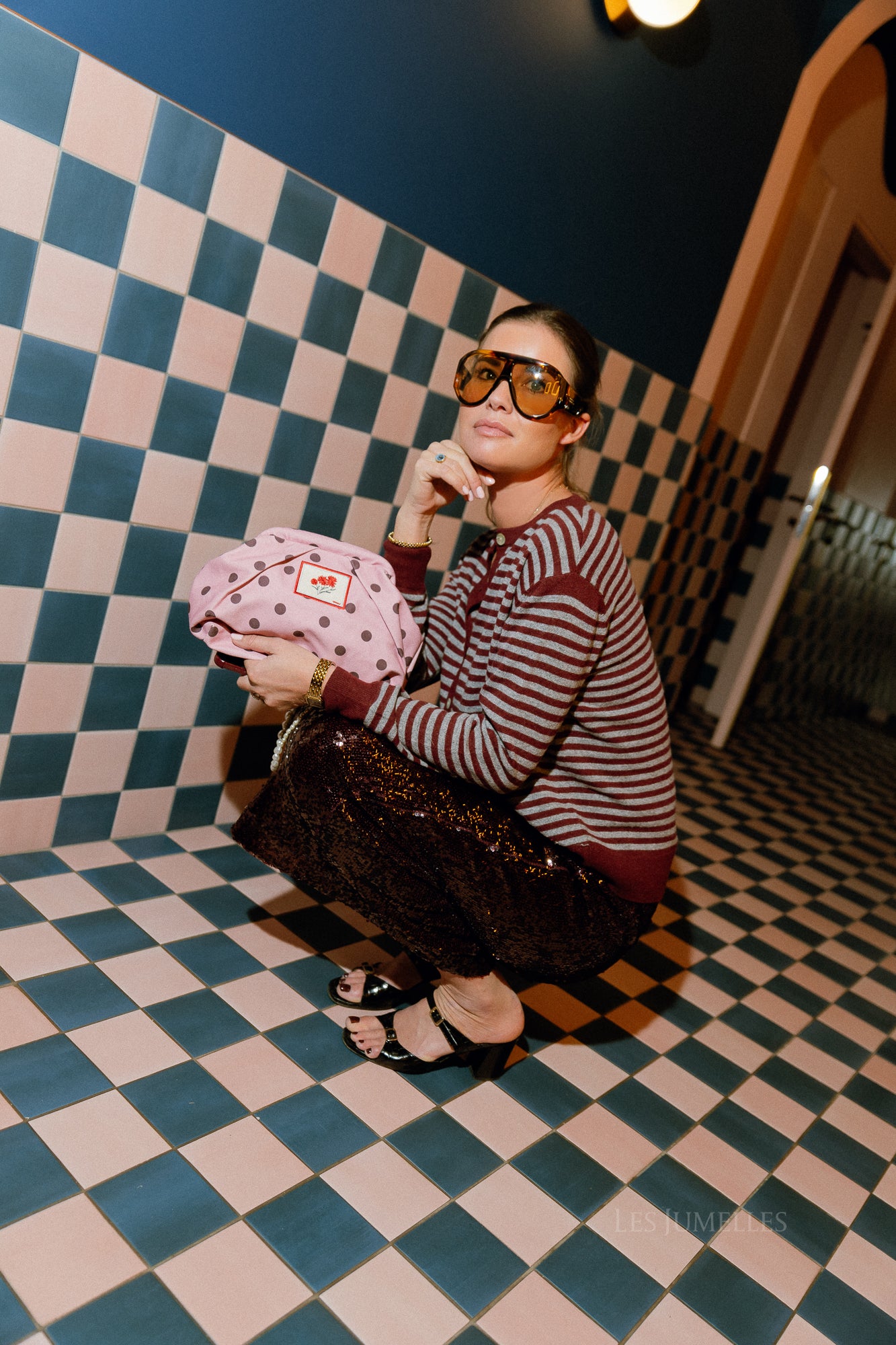 Lisa striped cardigan burgundy/grey