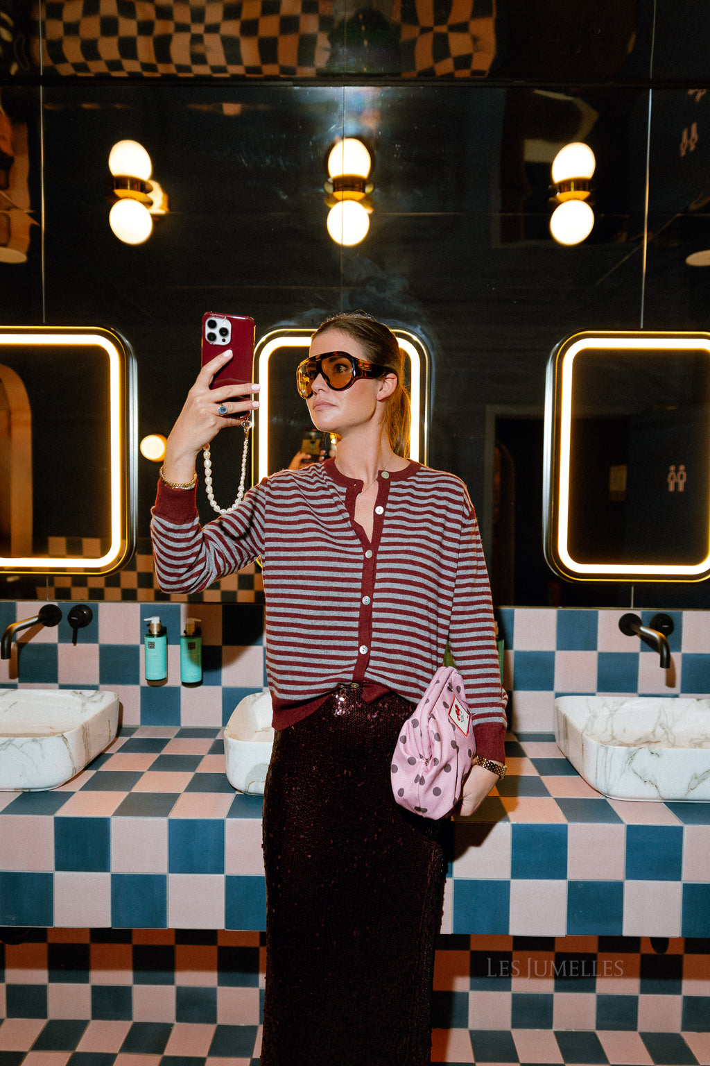 Lisa striped cardigan burgundy/grey