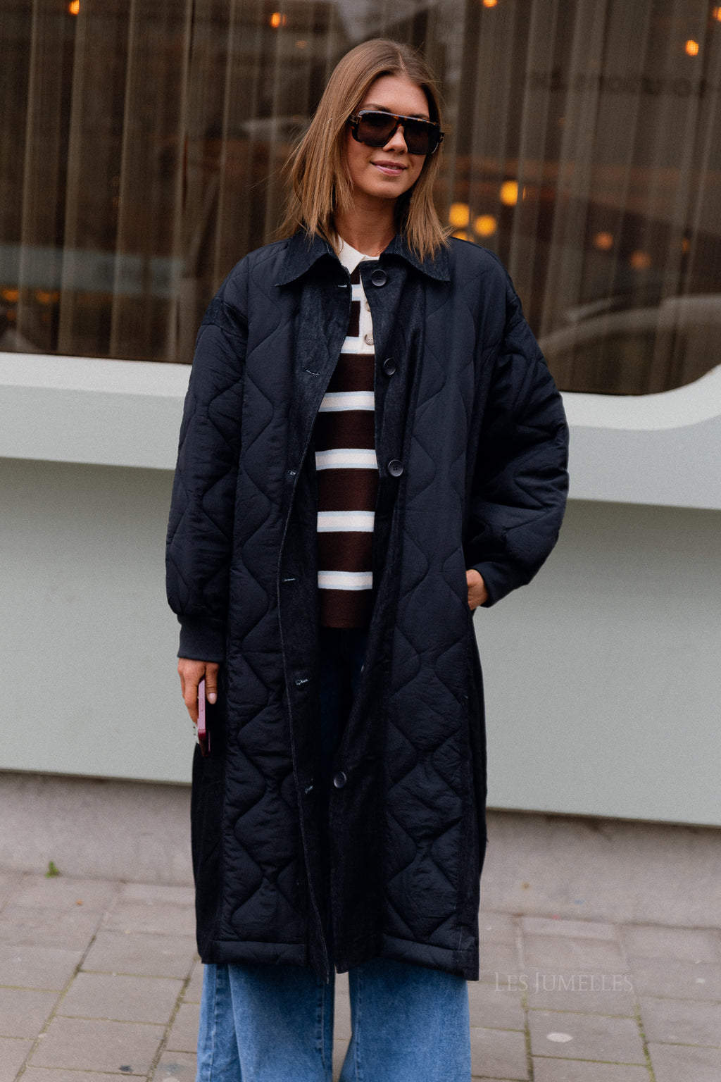 Coco gesteppter Mantel Navy/Denim