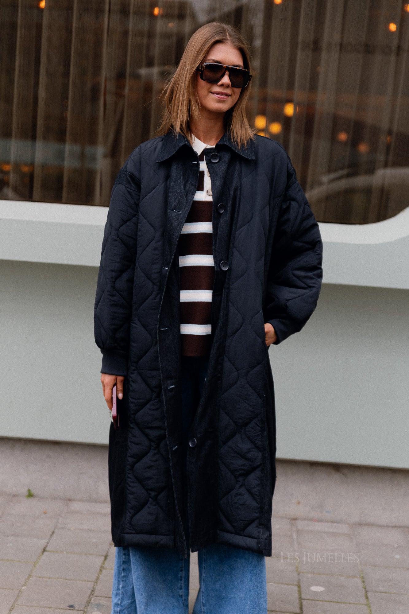 Coco gesteppter Mantel Navy/Denim