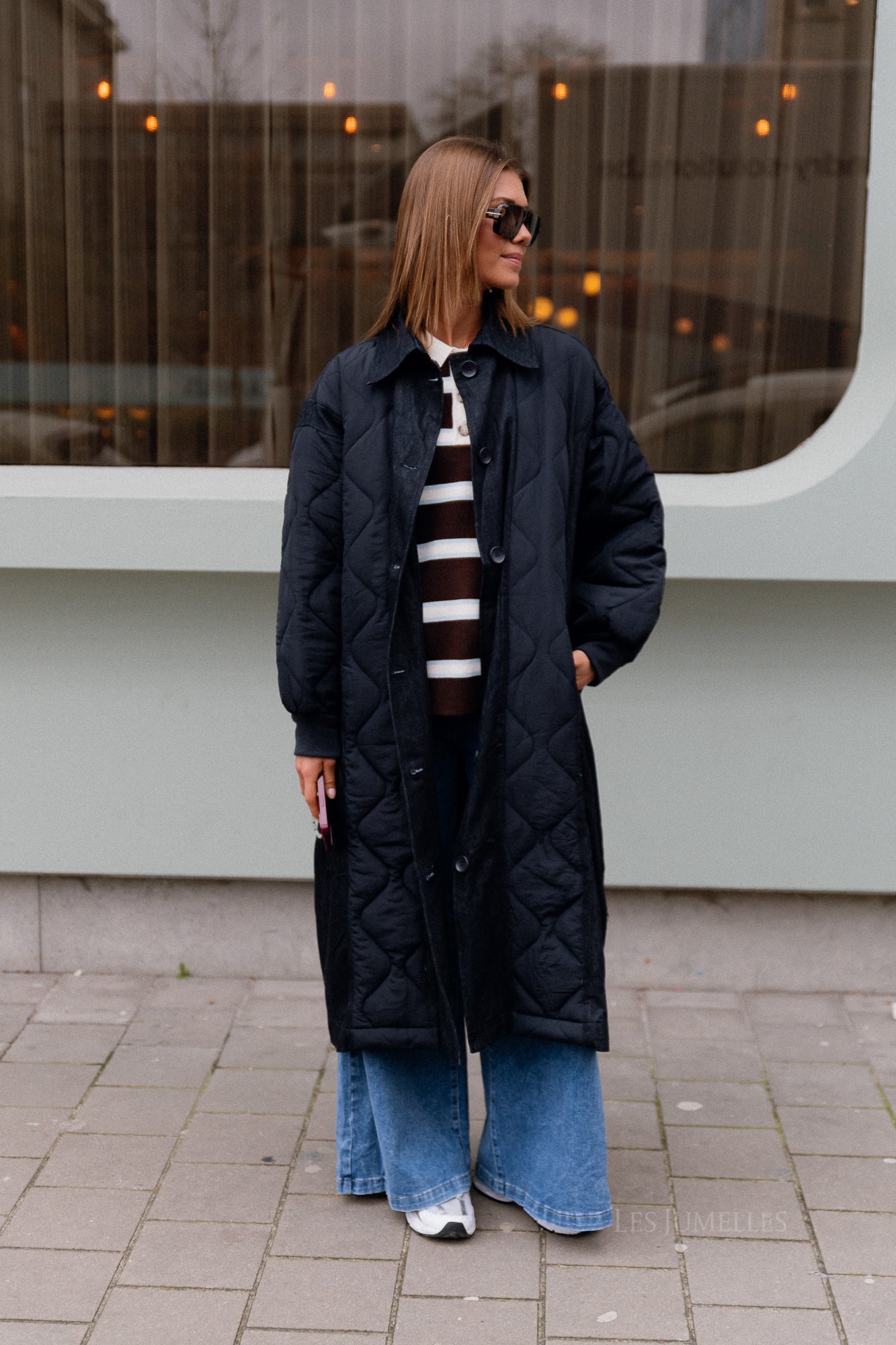 Coco gesteppter Mantel Navy/Denim