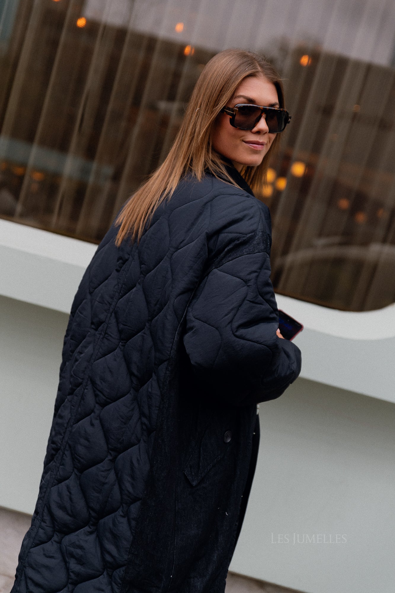 Coco gesteppter Mantel Navy/Denim