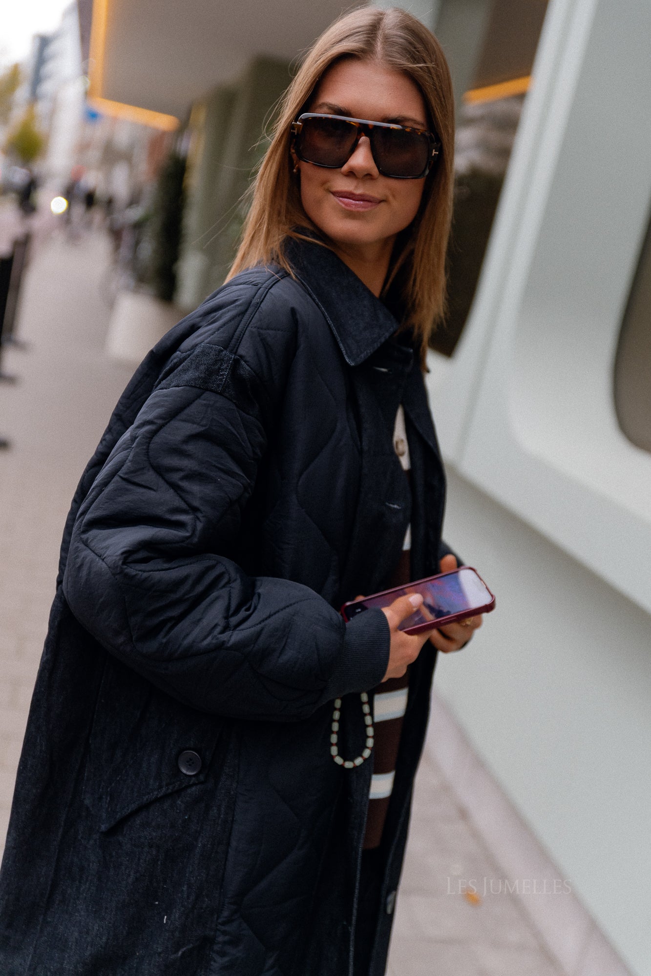 Coco gesteppter Mantel Navy/Denim