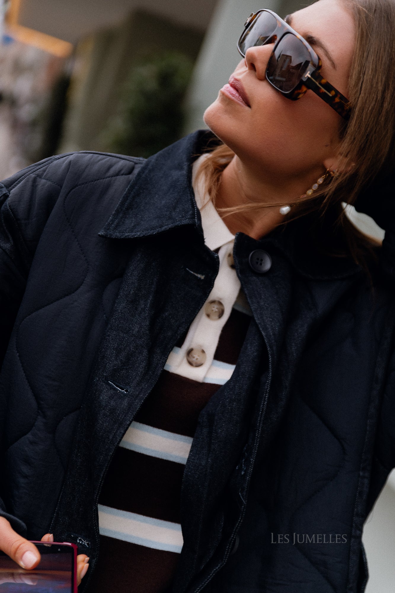 Coco gesteppter Mantel Navy/Denim