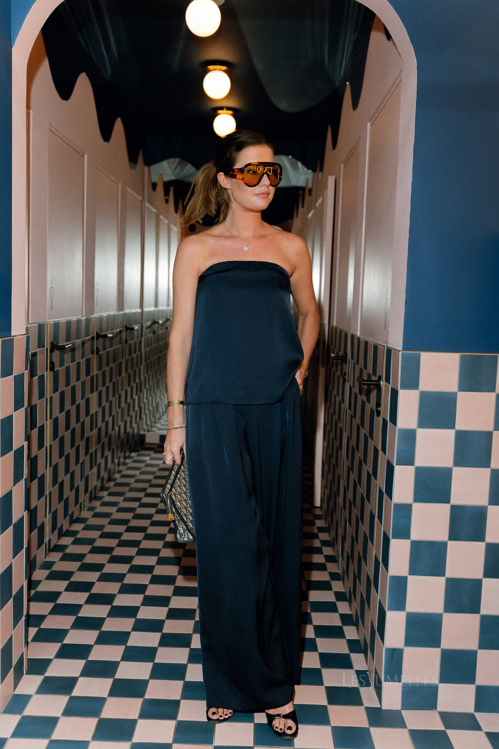 SLFLeonore HW wijde broek dark sapphire