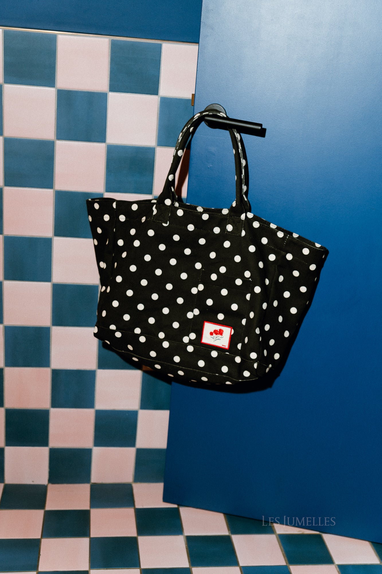 Sac Camila en toile à pois noire