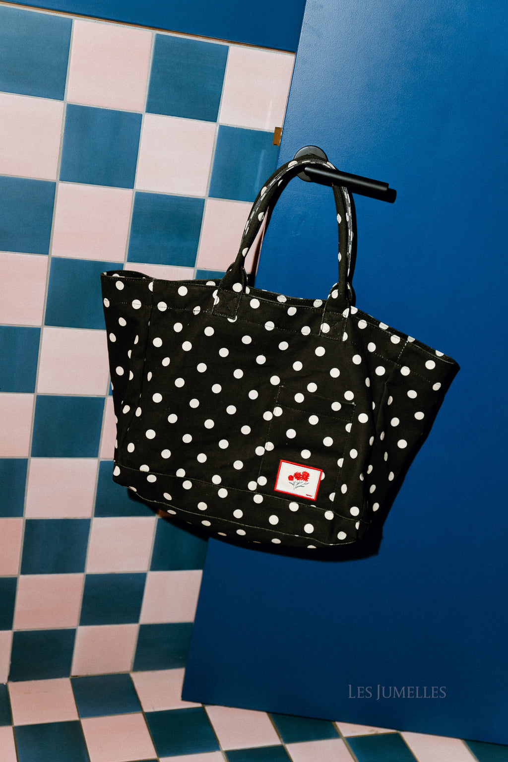 Sac Camila en toile à pois noire
