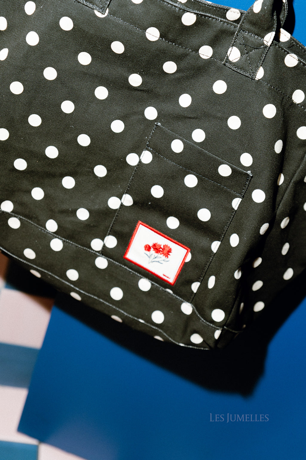 Sac Camila en toile à pois noire