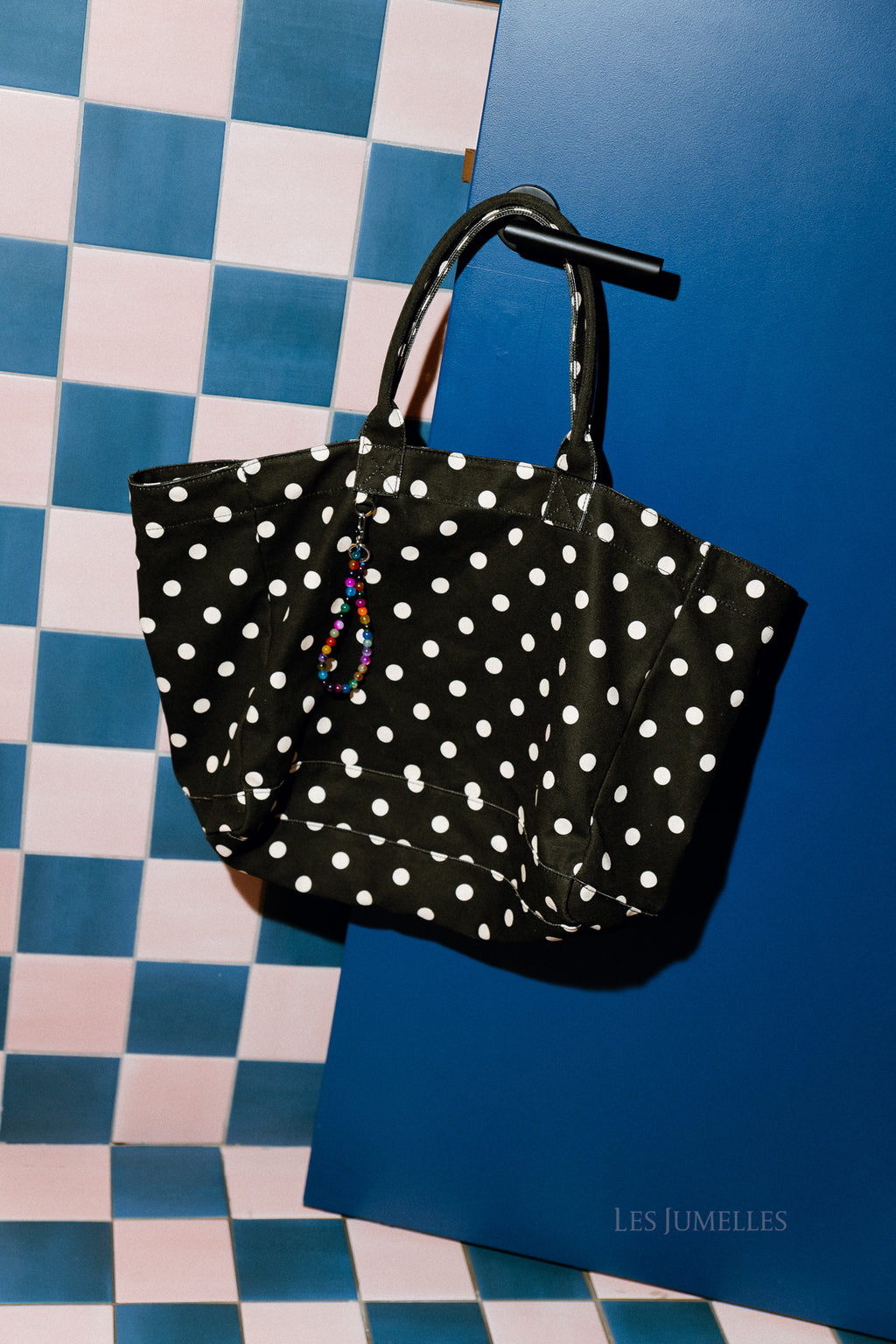 Sac Camila en toile à pois noire