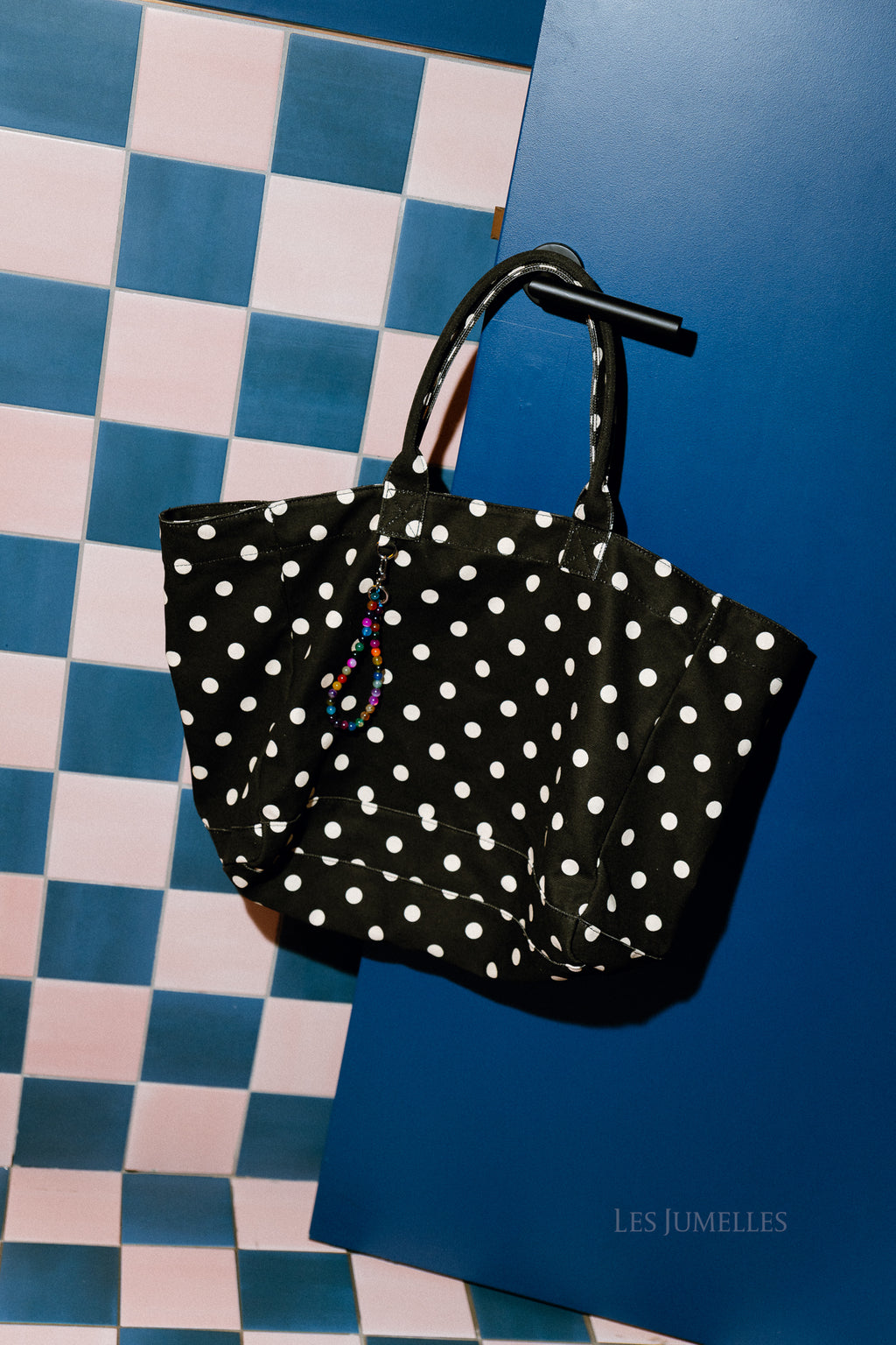 Sac Camila en toile à pois noire