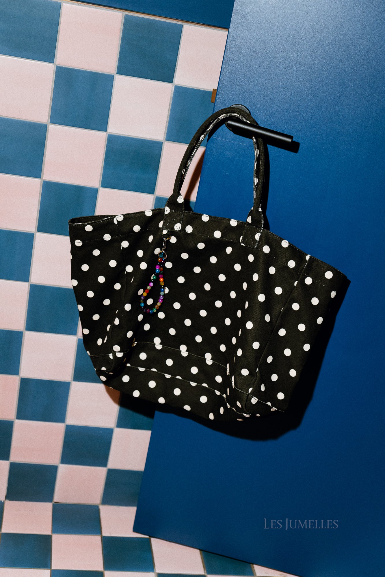 Sac Camila en toile à pois noire
