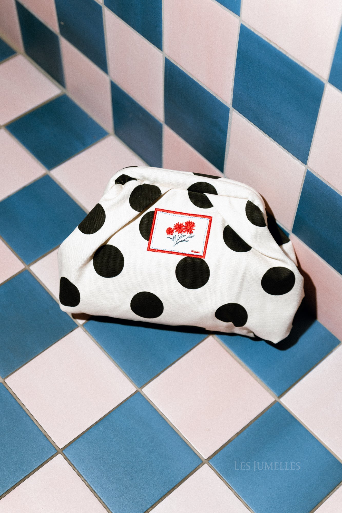 Maxi polka canvas Bonita bag birch white