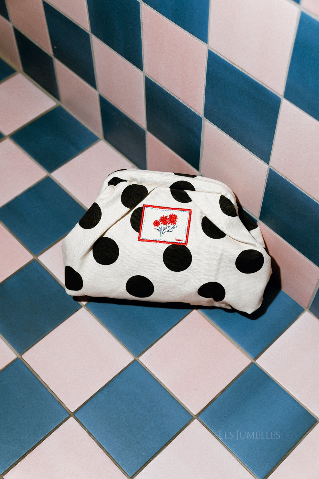 Maxi polka canvas Bonita bag birch white