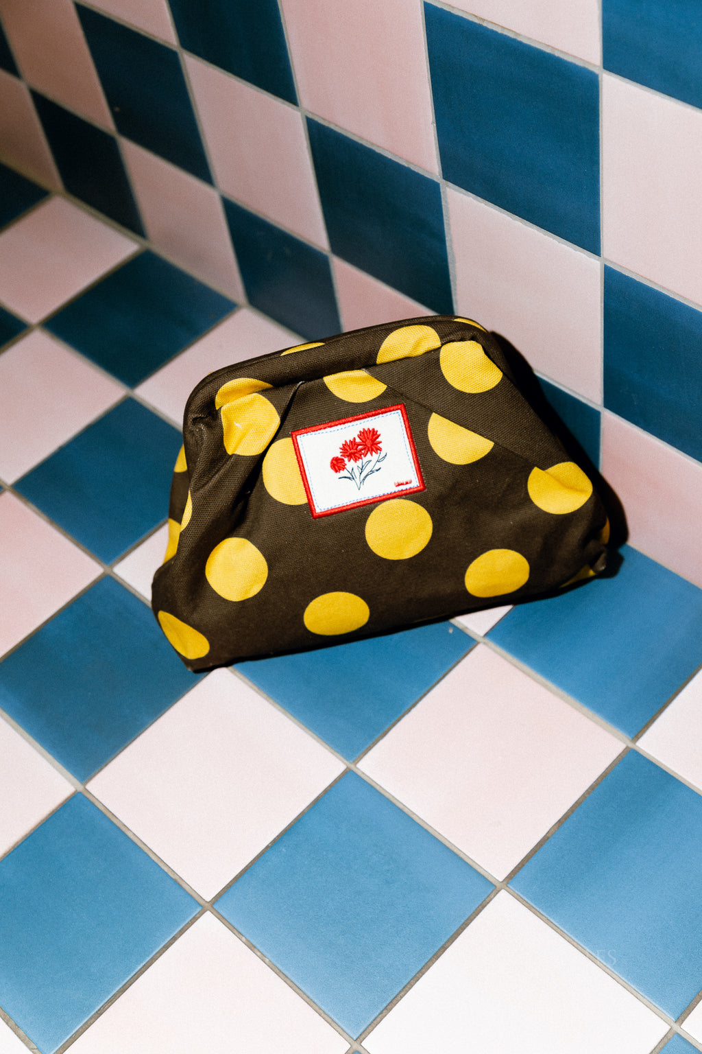 Sac Bonita maxi en toile à pois marron chocolat chaud