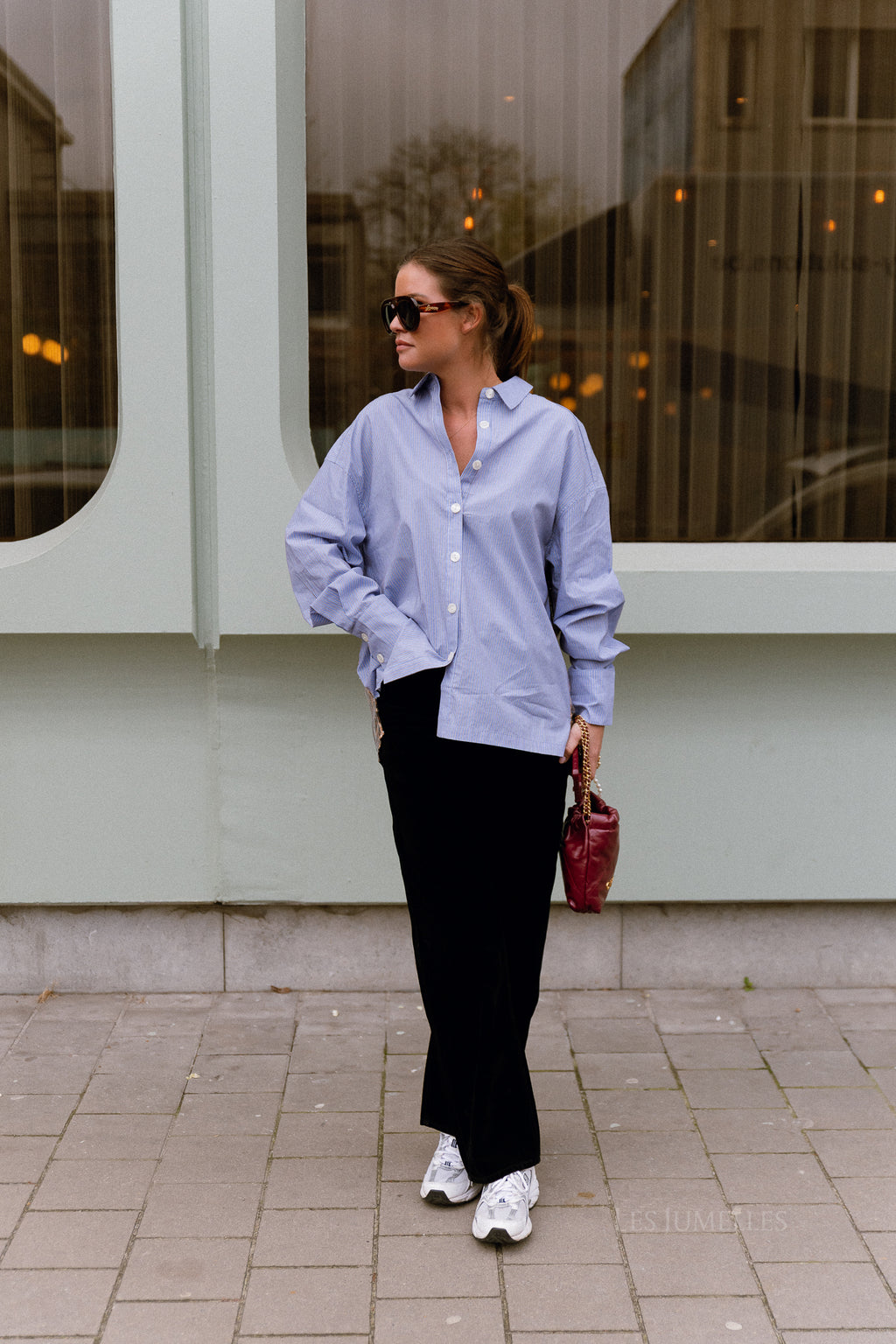 Theodora Samt-Denim-Hose Schwarz