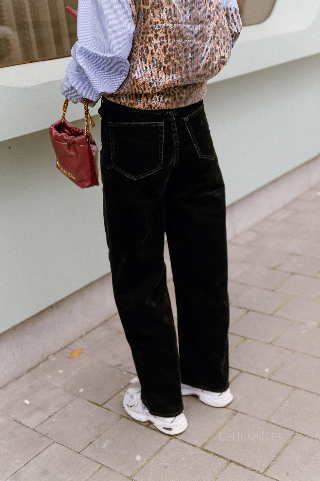 Theodora Samt-Denim-Hose Schwarz