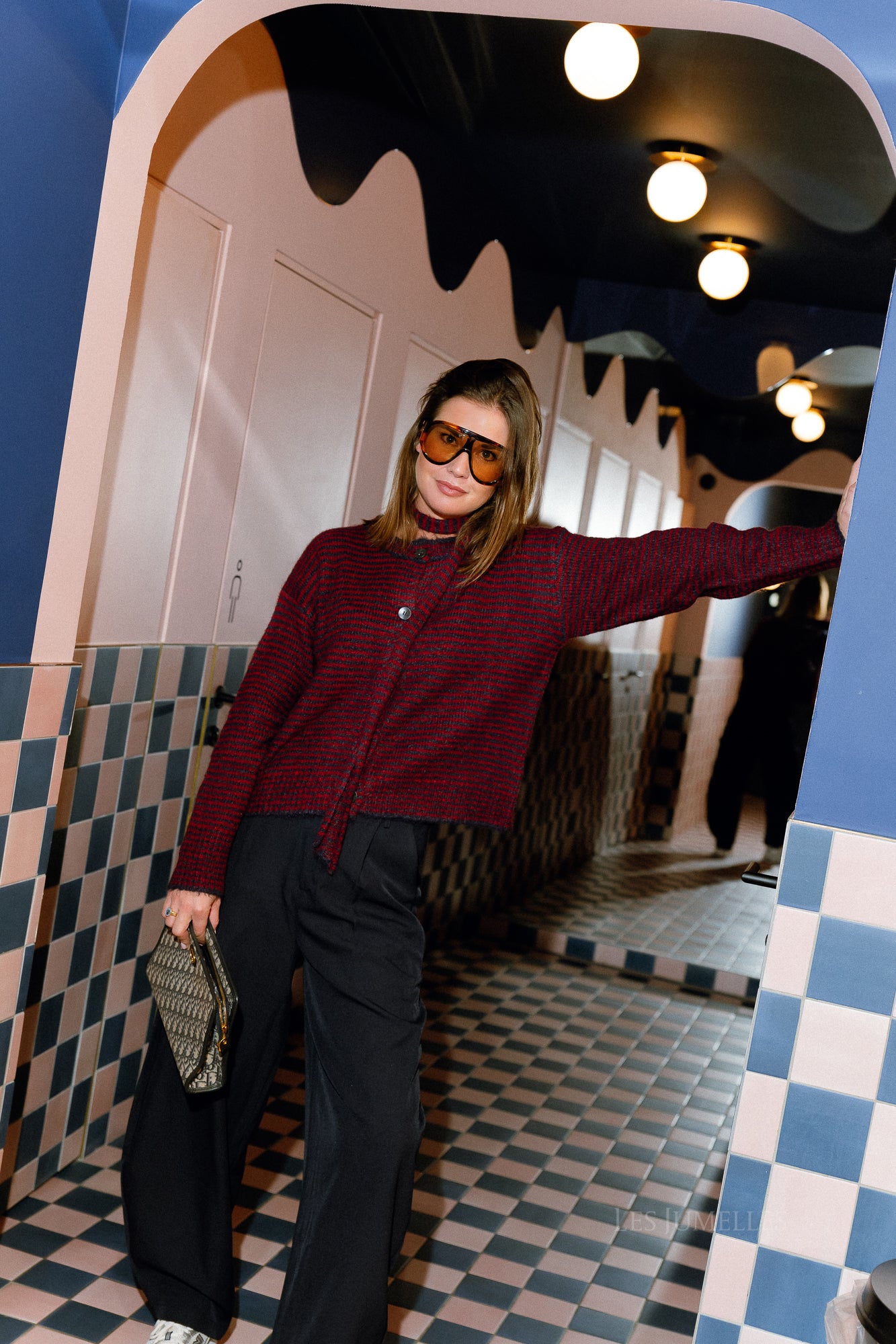 Elise striped cardigan navy/burgundy