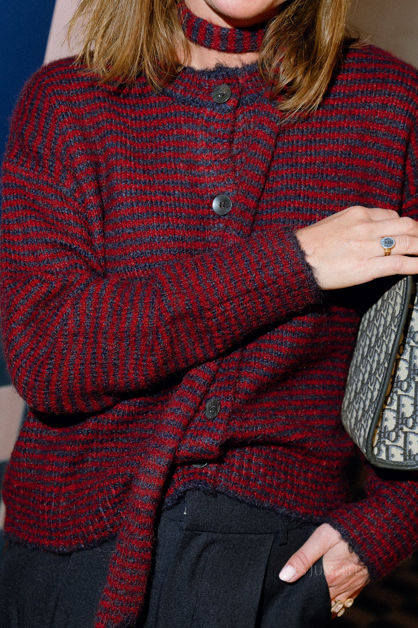 Elise striped cardigan navy/burgundy