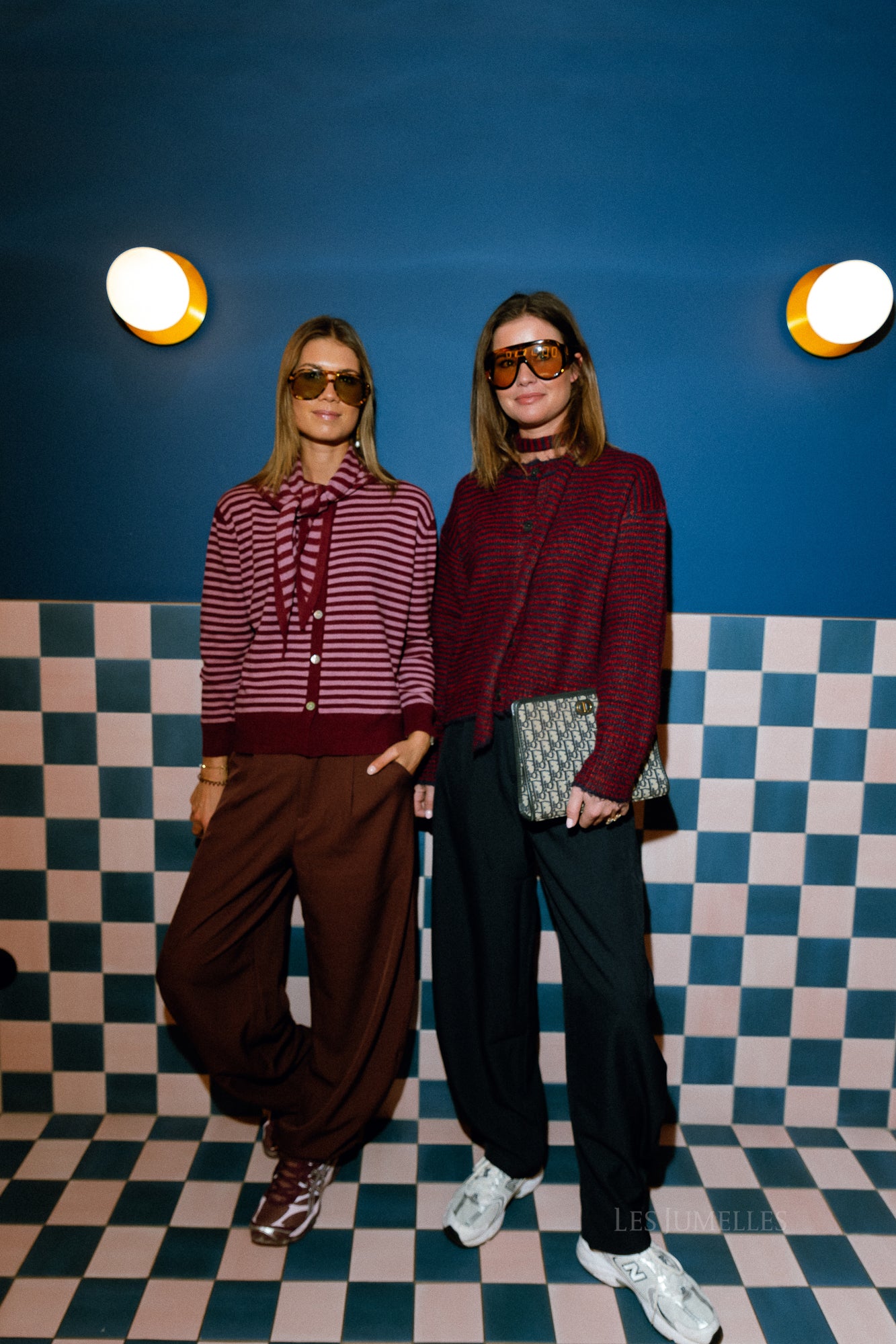 Elise striped cardigan navy/burgundy