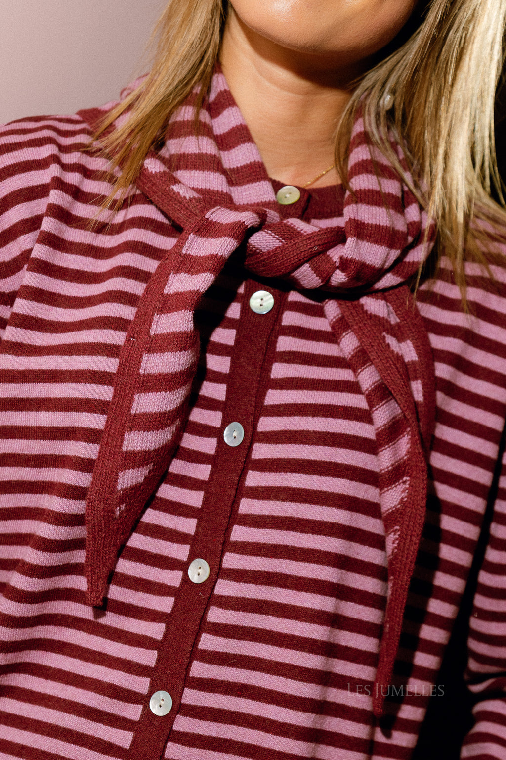 Lisa striped cardigan raspberry/old rose