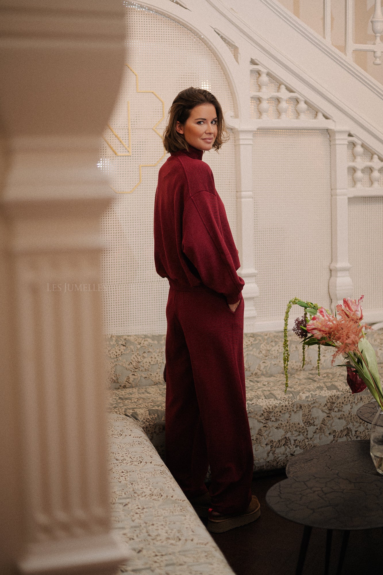 Romy roll neck sweater burgundy