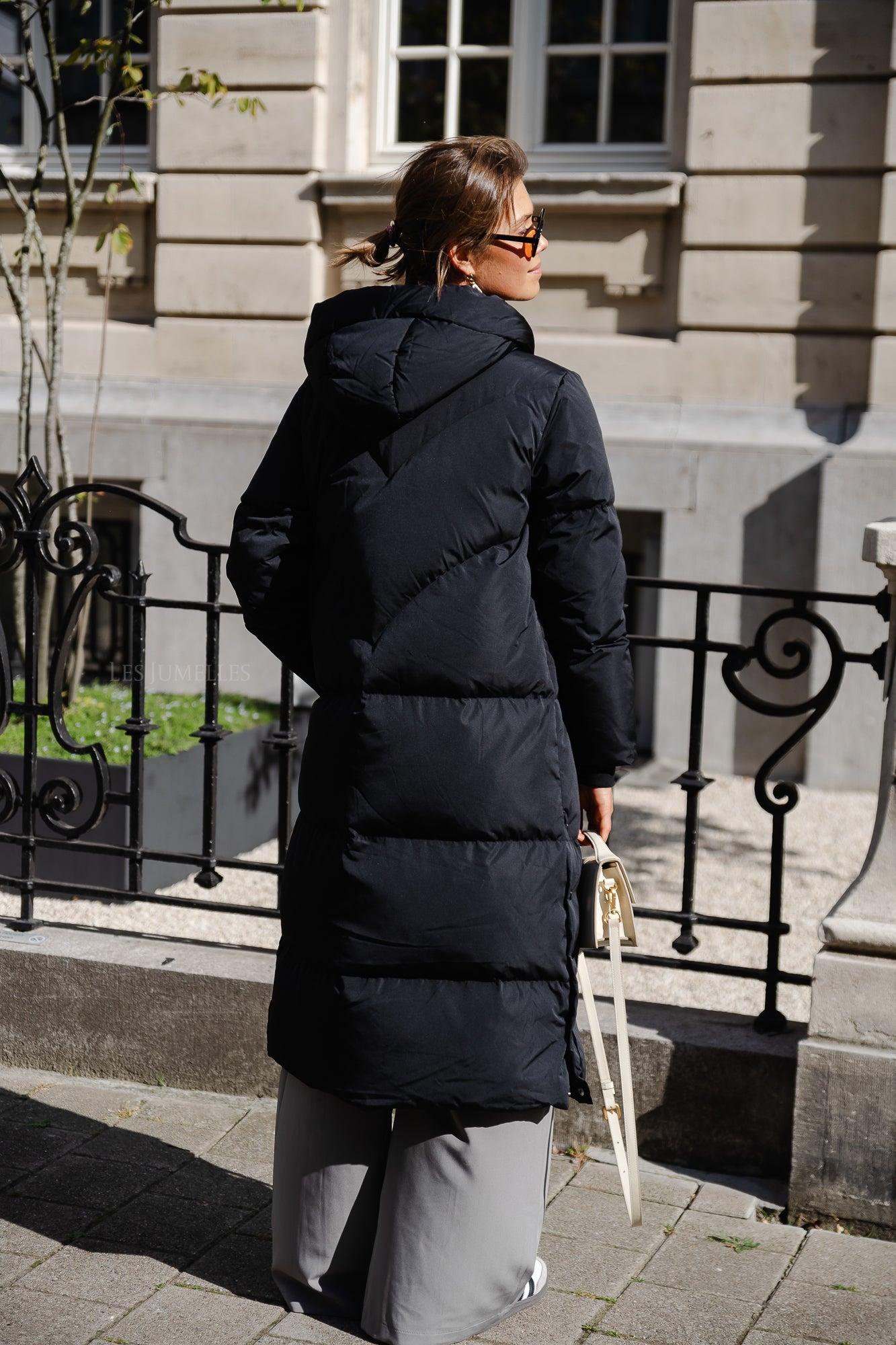 YASIrima ls long down Jumelles coat – Les black