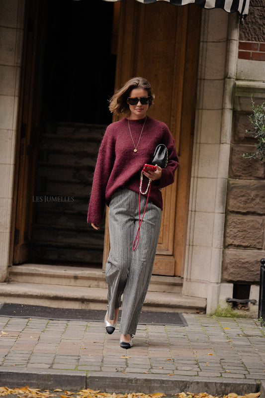 Les Jumelles SLFGabella LS knit O-hals bordeaux