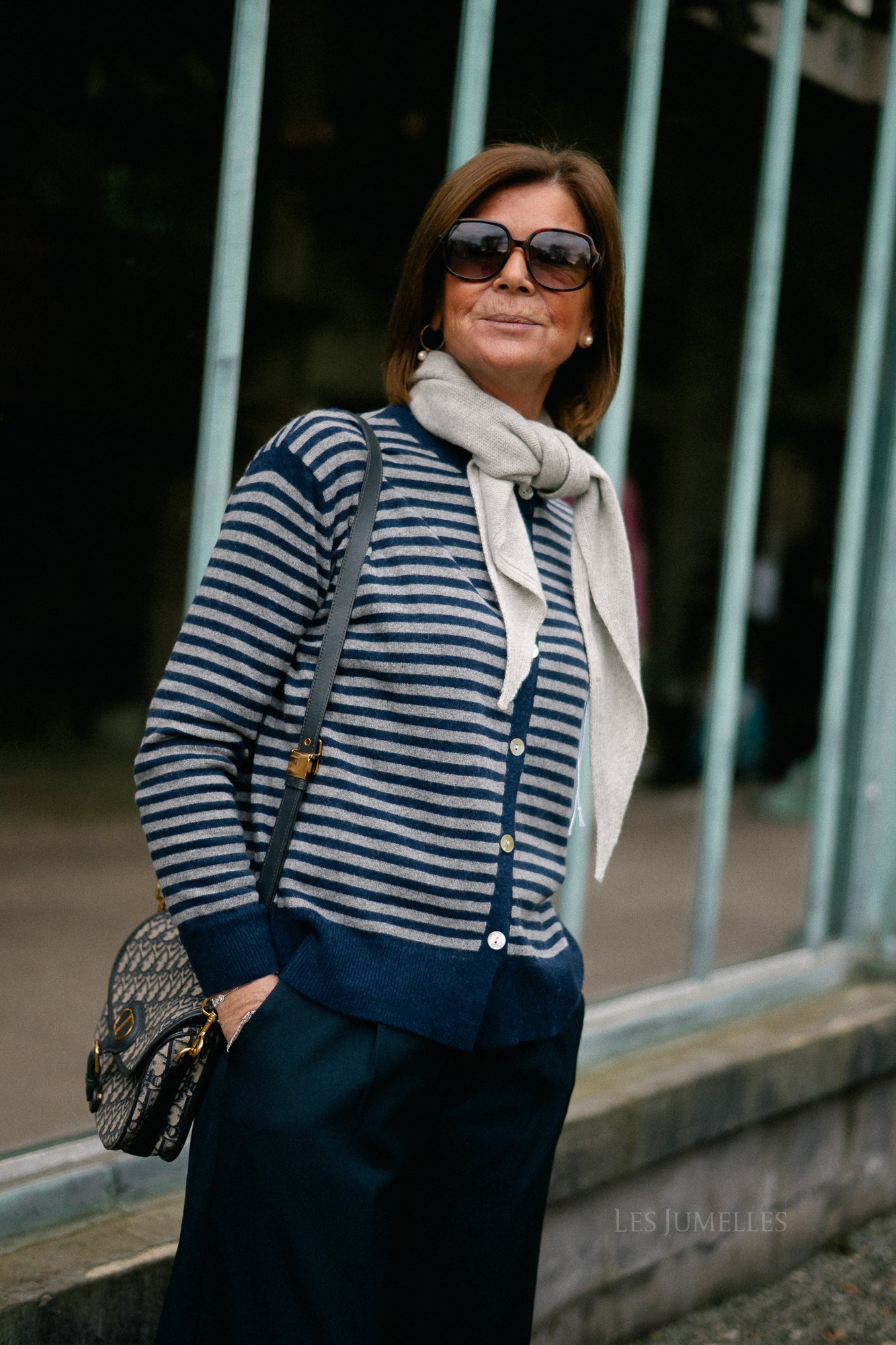 Lisa striped cardigan navy/grey