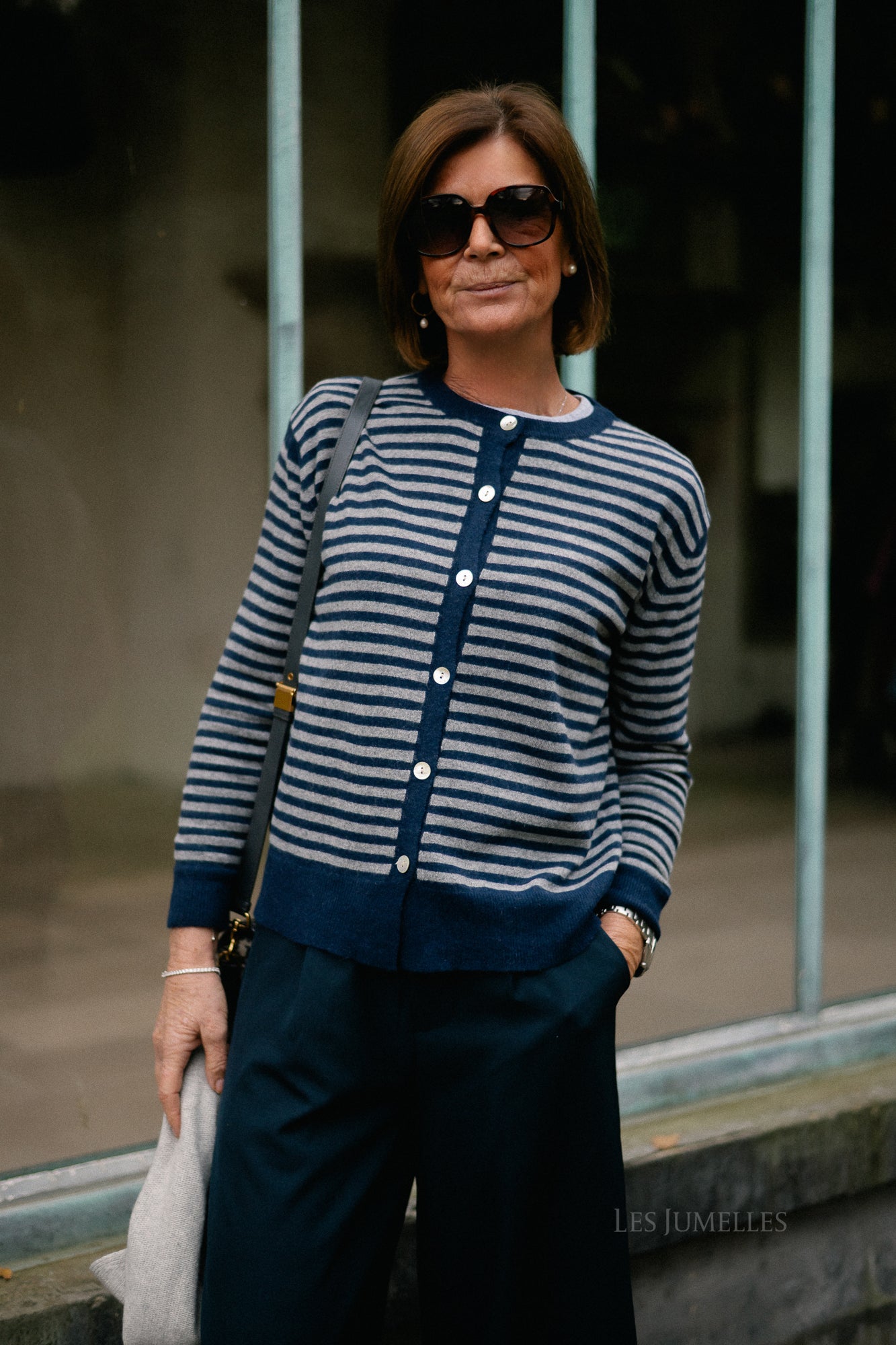 Lisa striped cardigan navy/grey