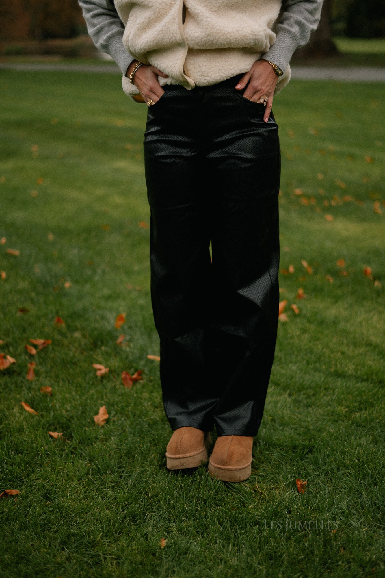 Celina PU broek zwart