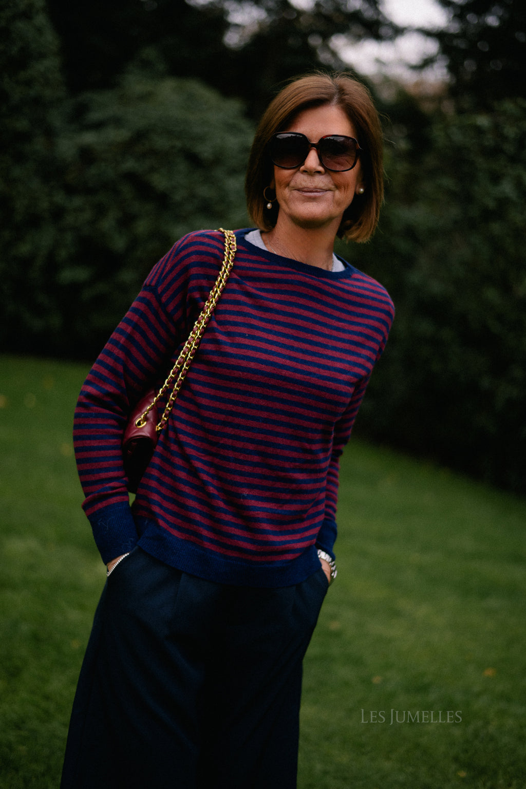 Pull rayé Lisa bleu marine/bordeaux