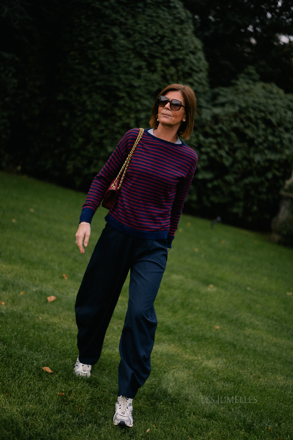 Pull rayé Lisa bleu marine/bordeaux