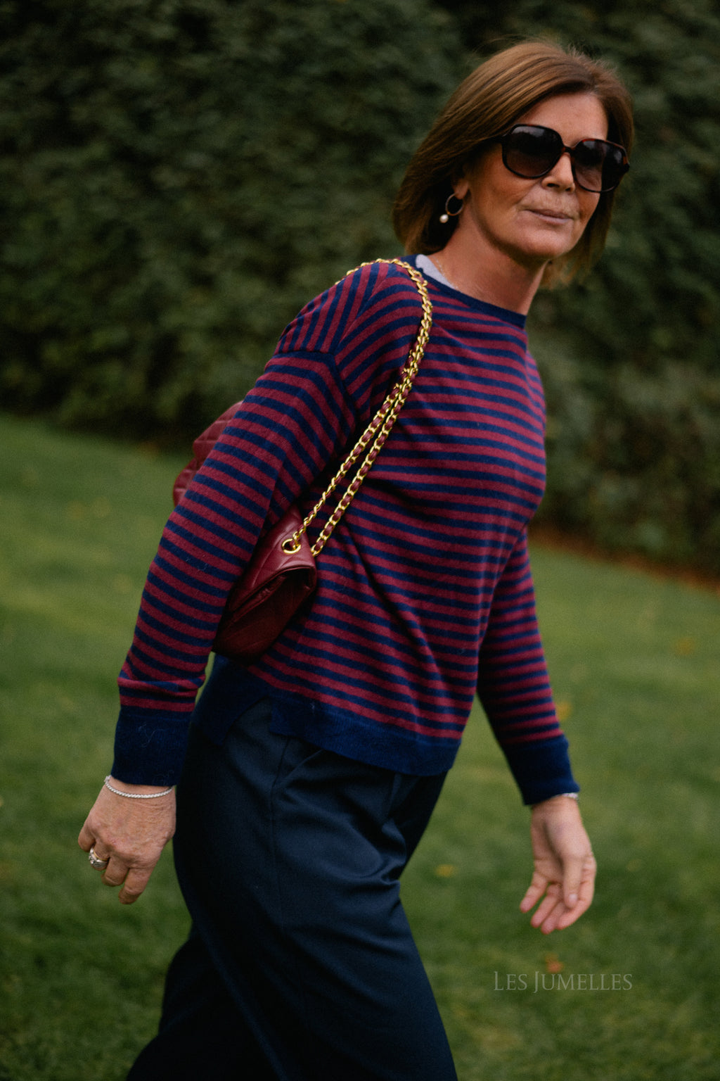 Pull rayé Lisa bleu marine/bordeaux