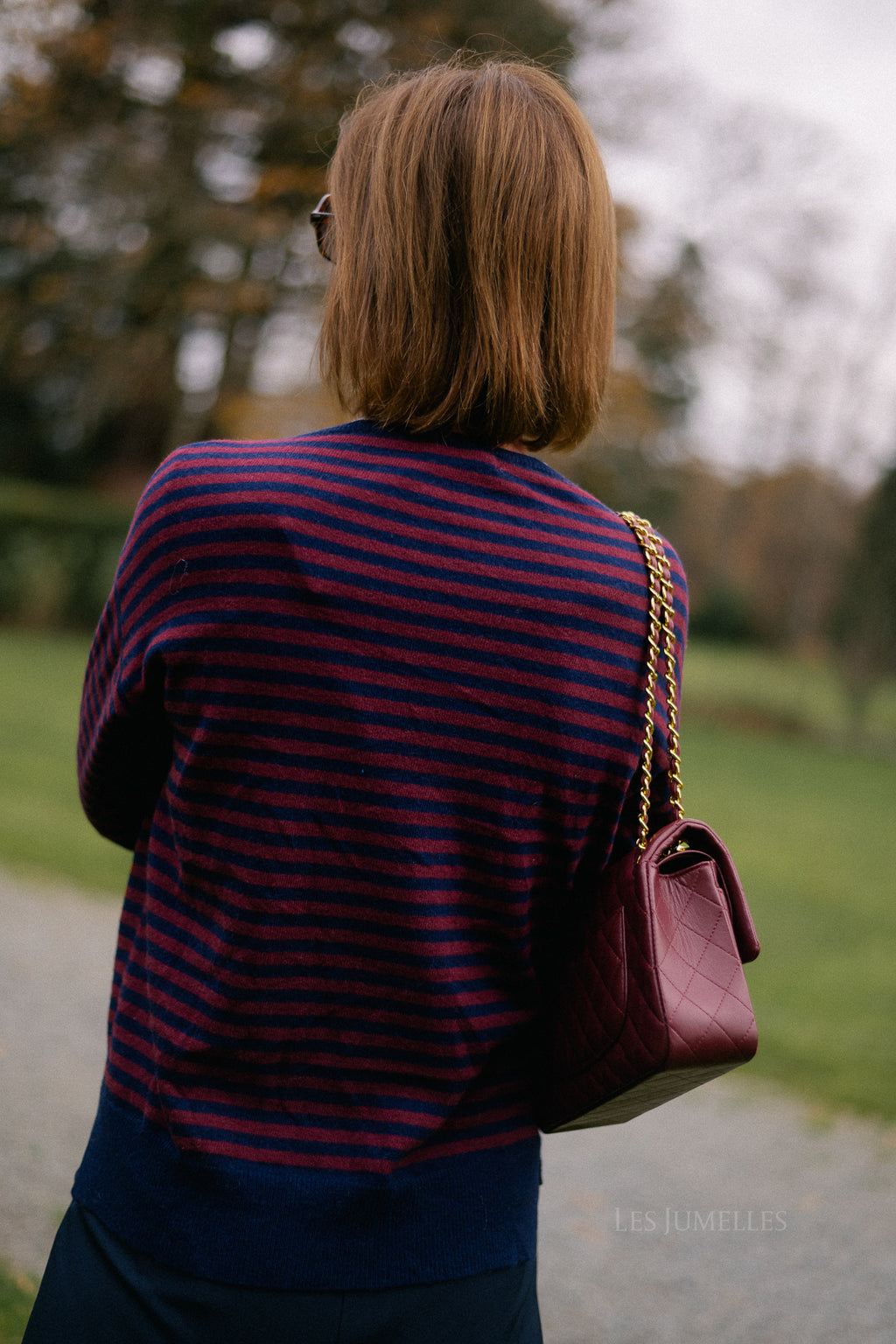 Pull rayé Lisa bleu marine/bordeaux