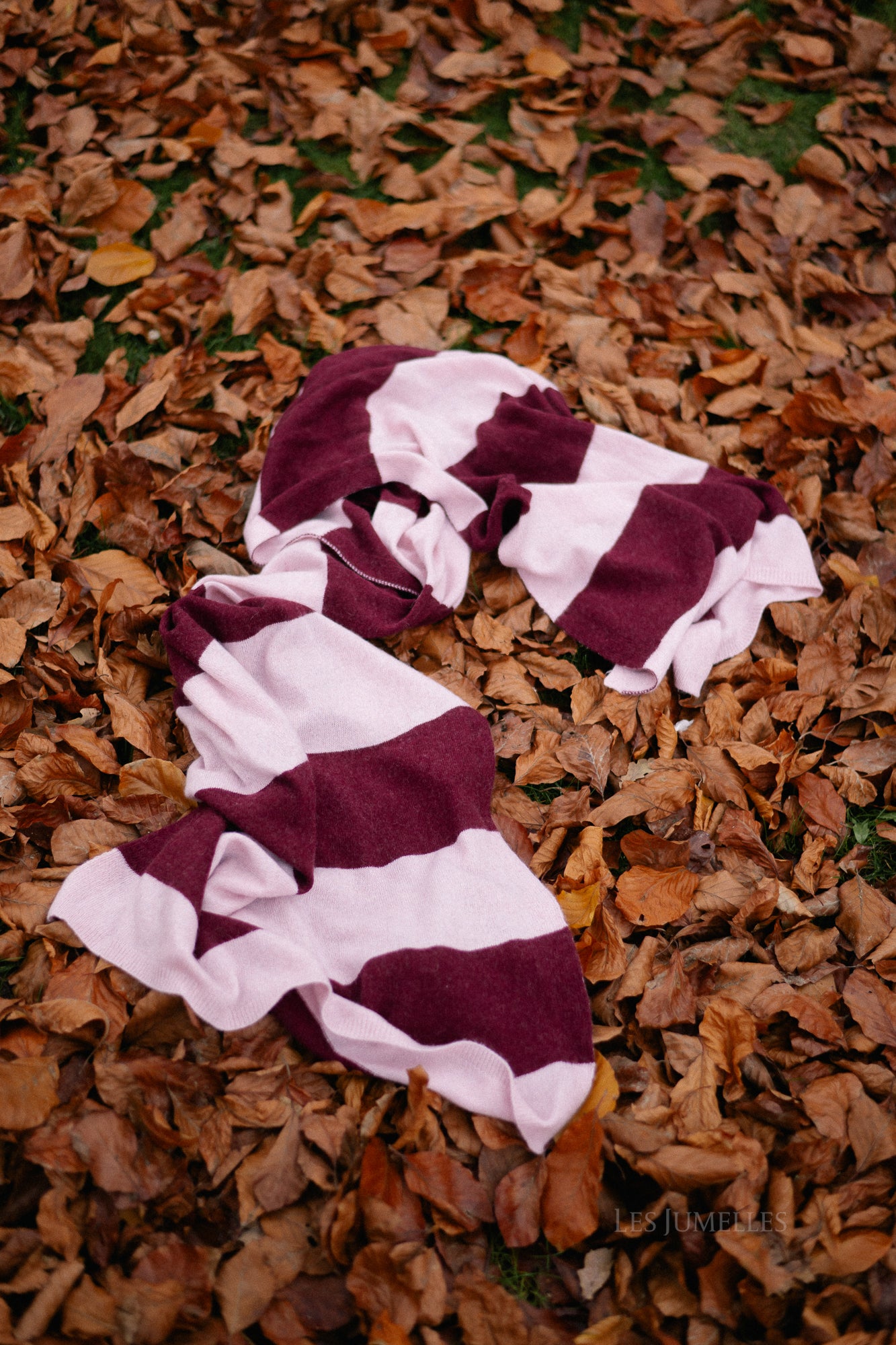 Ella gestreepte sjaal babyroze/bordeaux