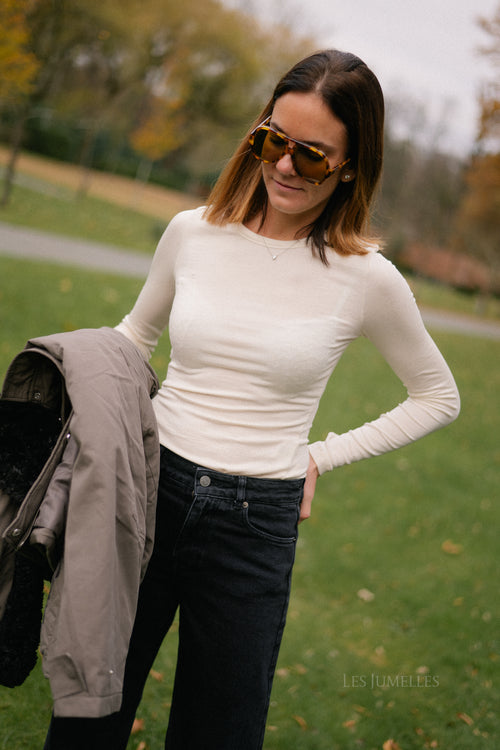 ROUMaple L/S O-hals T-shirt ecru