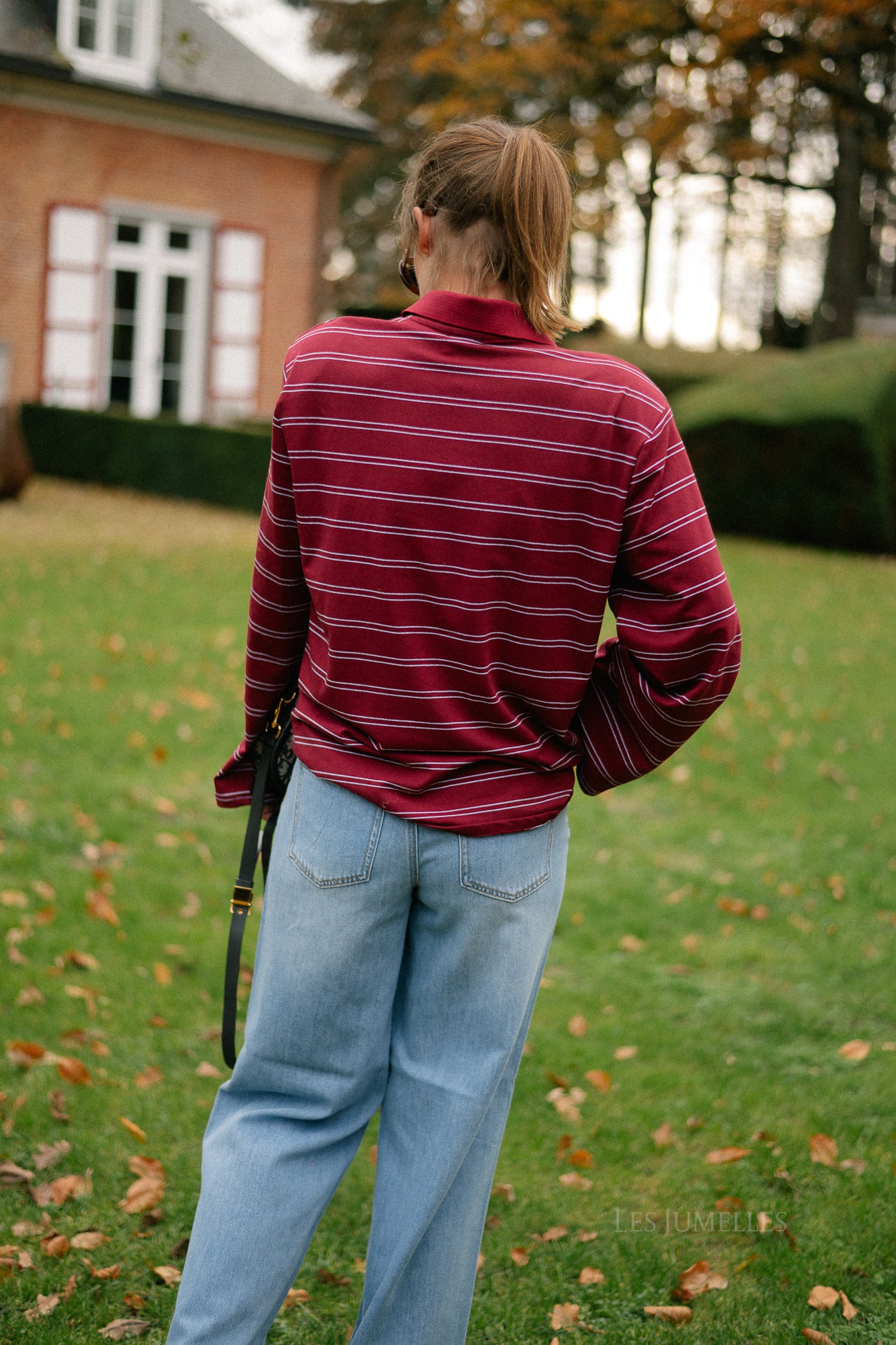 Kaylee striped polo sweatshirt deep red/light blue