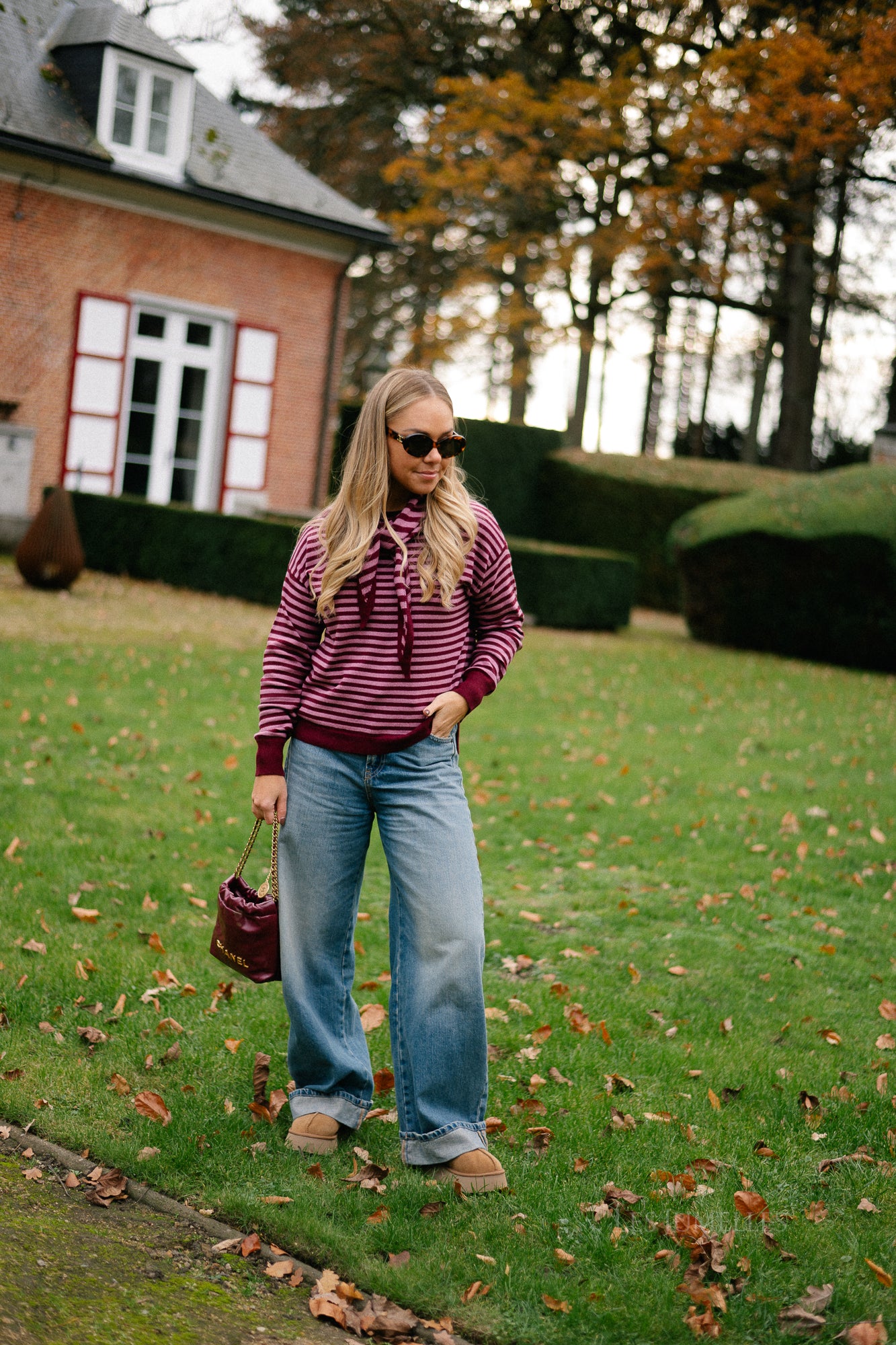 Lisa striped jumper raspberry/old rose