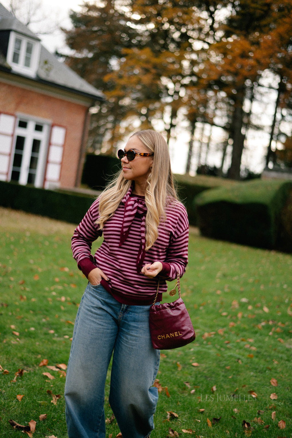 Lisa striped jumper raspberry/old rose