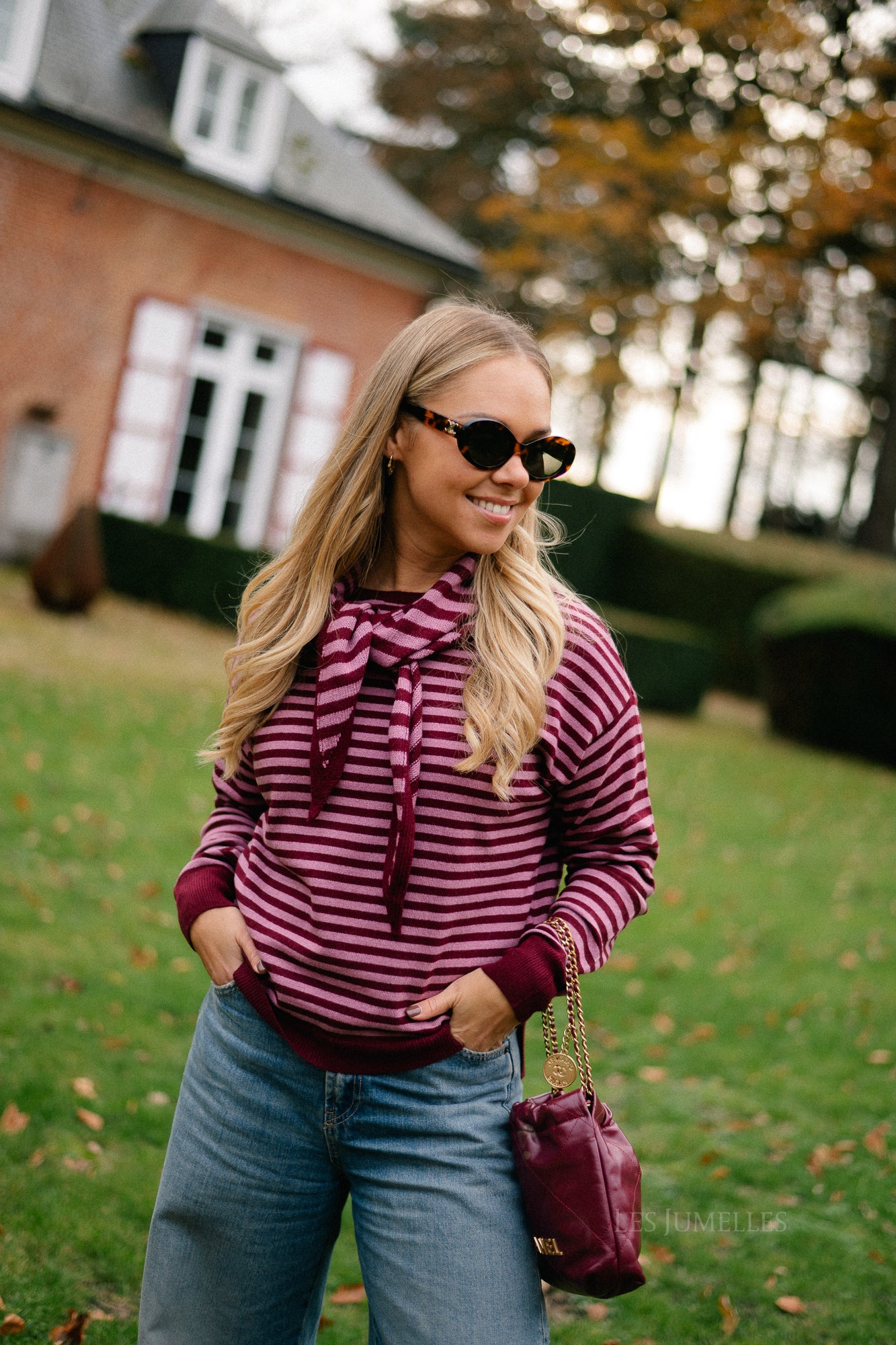 Lisa striped jumper raspberry/old rose