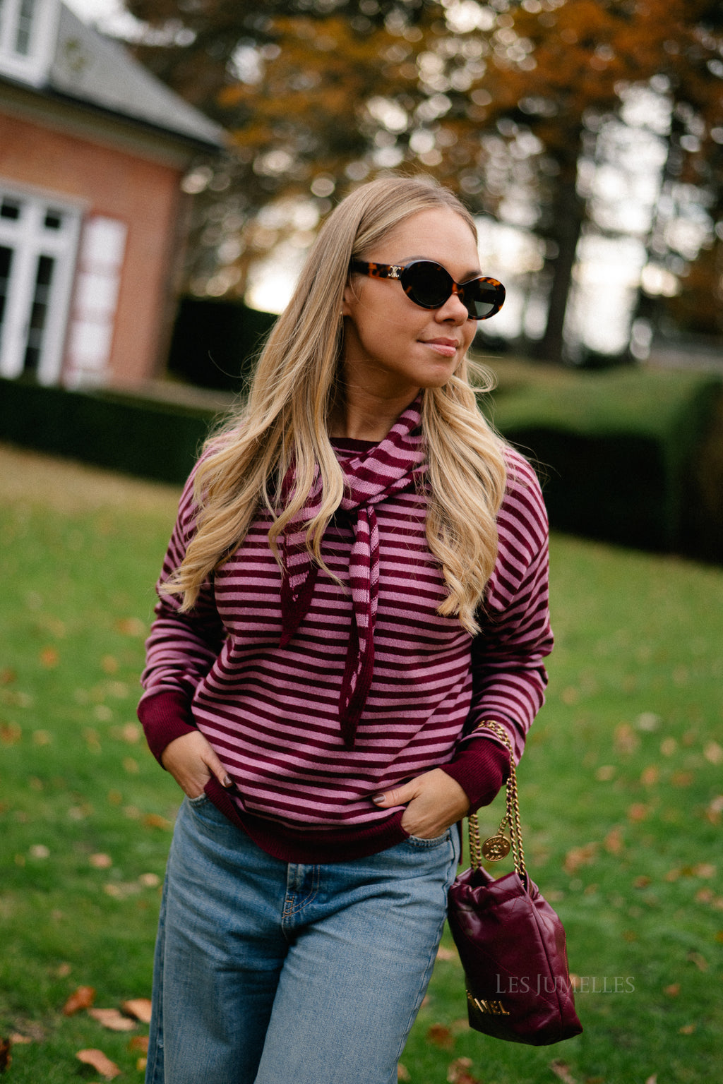 Lisa striped jumper raspberry/old rose