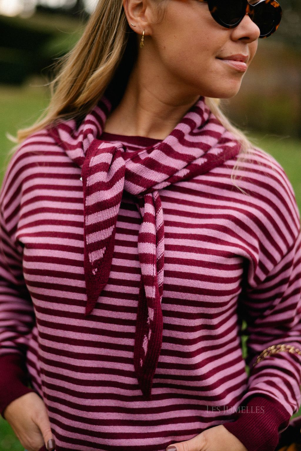 Lisa striped scarf raspberry/old rose