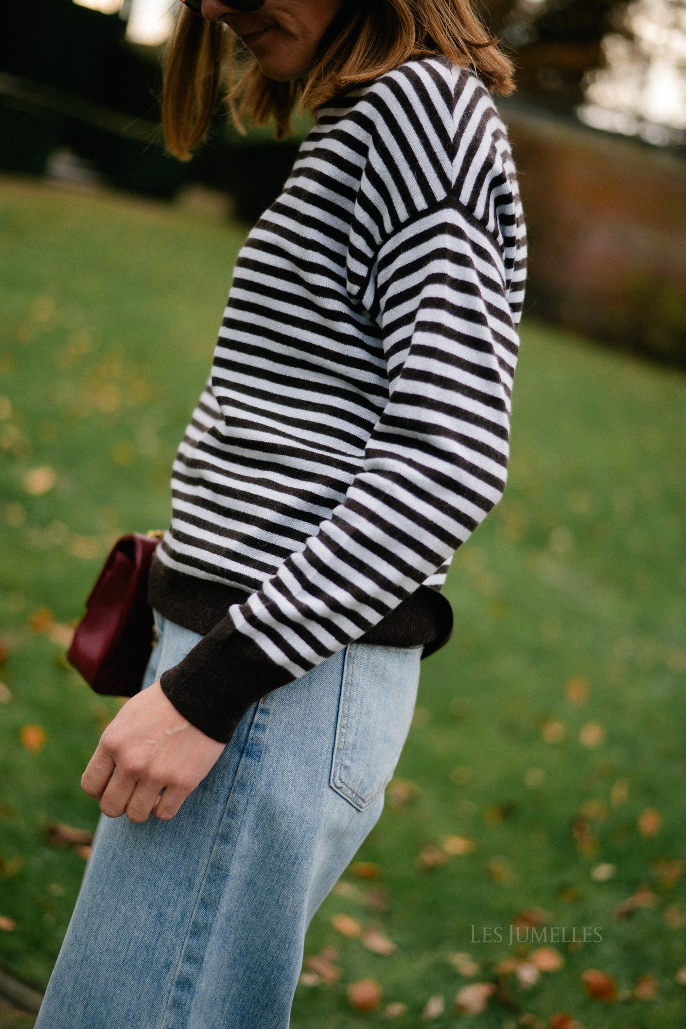 Lisa gestreepte cardigan hot chocolate/lichtblauw