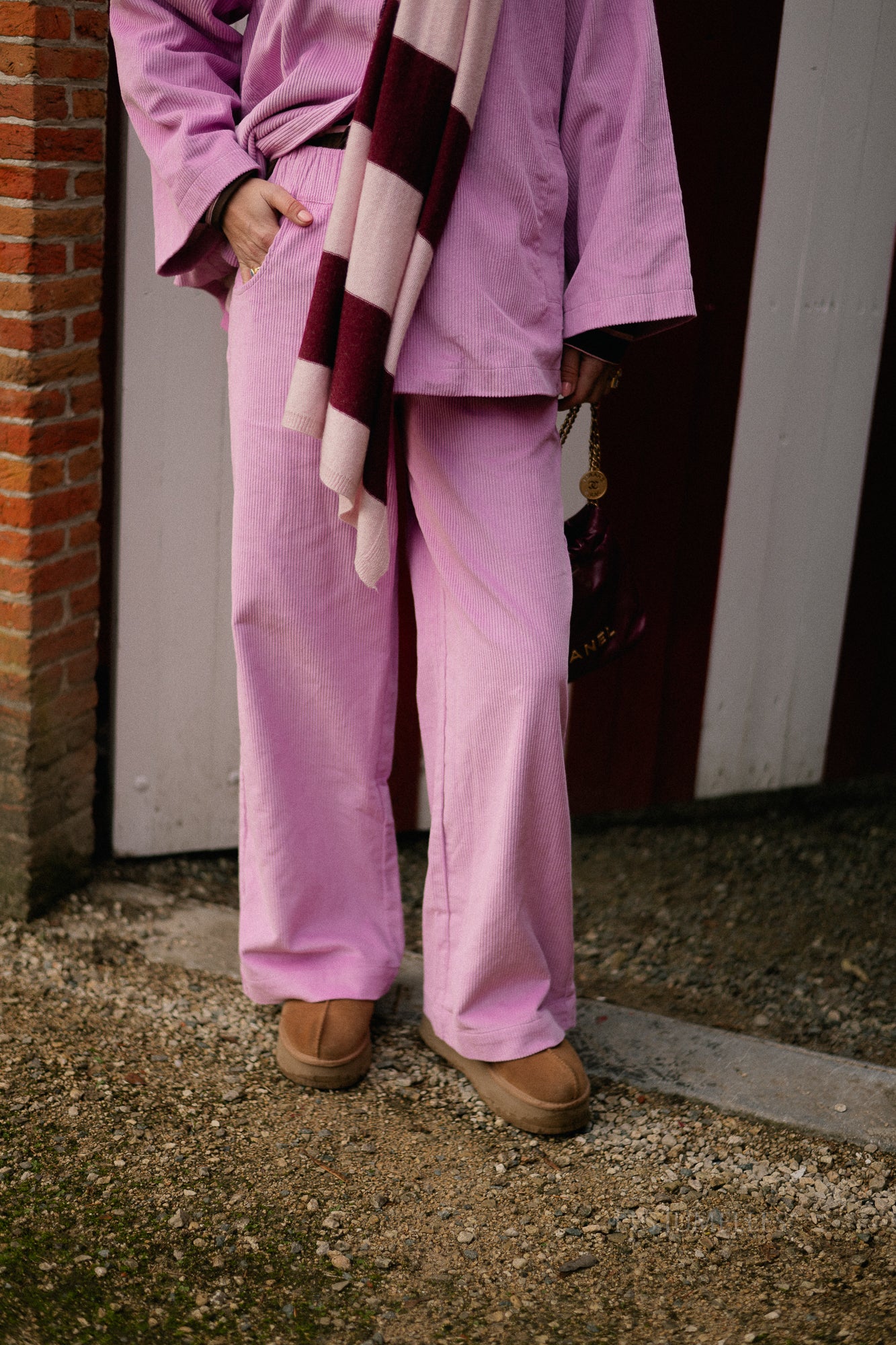 Norma wijde fluwelen broek orchid