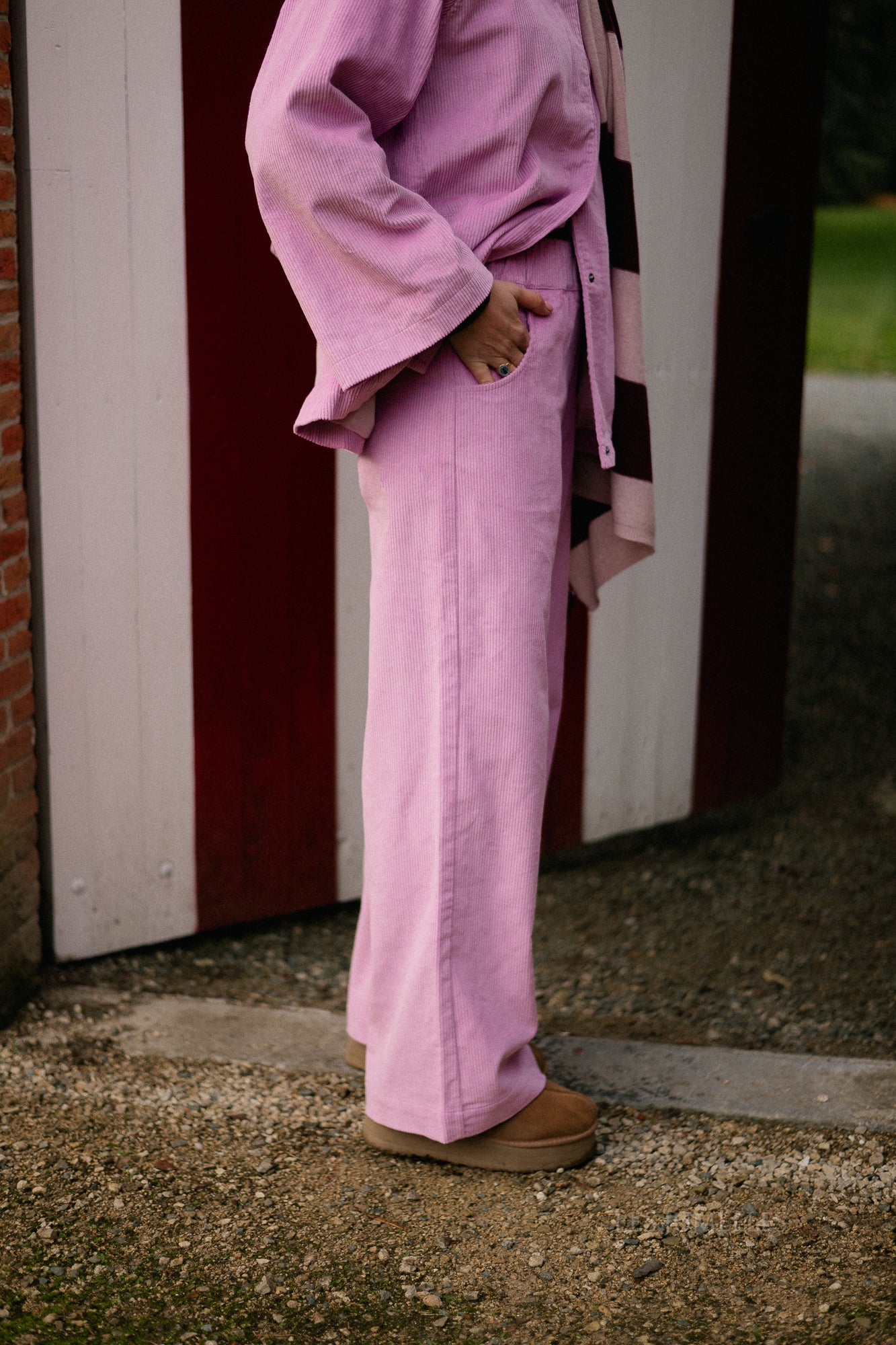 Norma wijde fluwelen broek orchid