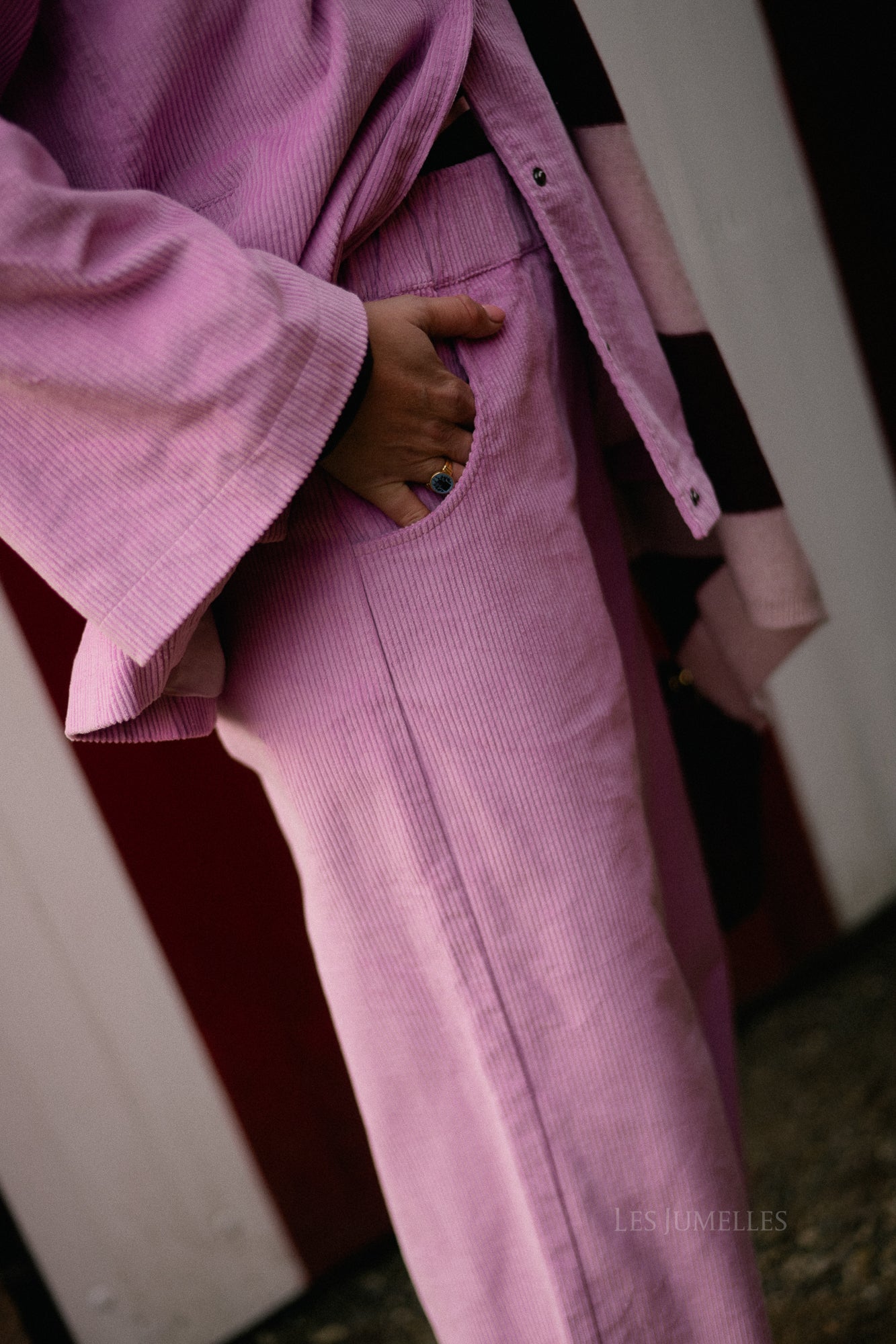 Norma wijde fluwelen broek orchid