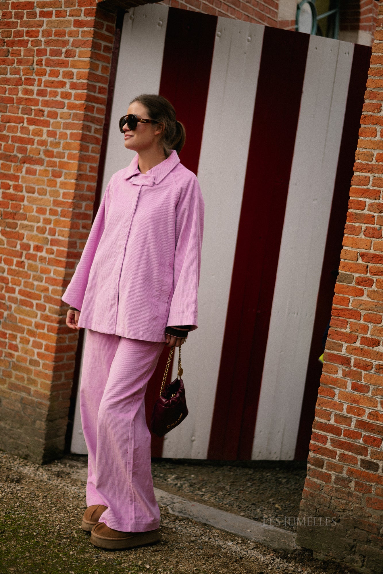 Norma wijde fluwelen broek orchid