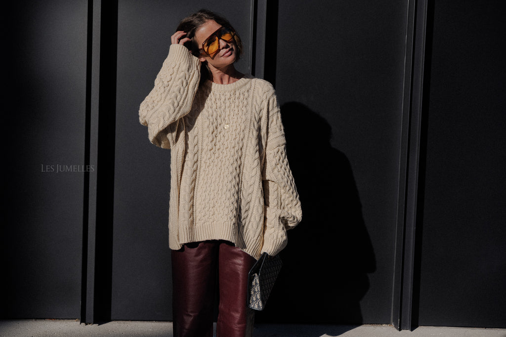 Pull oversize en maille Edith écru