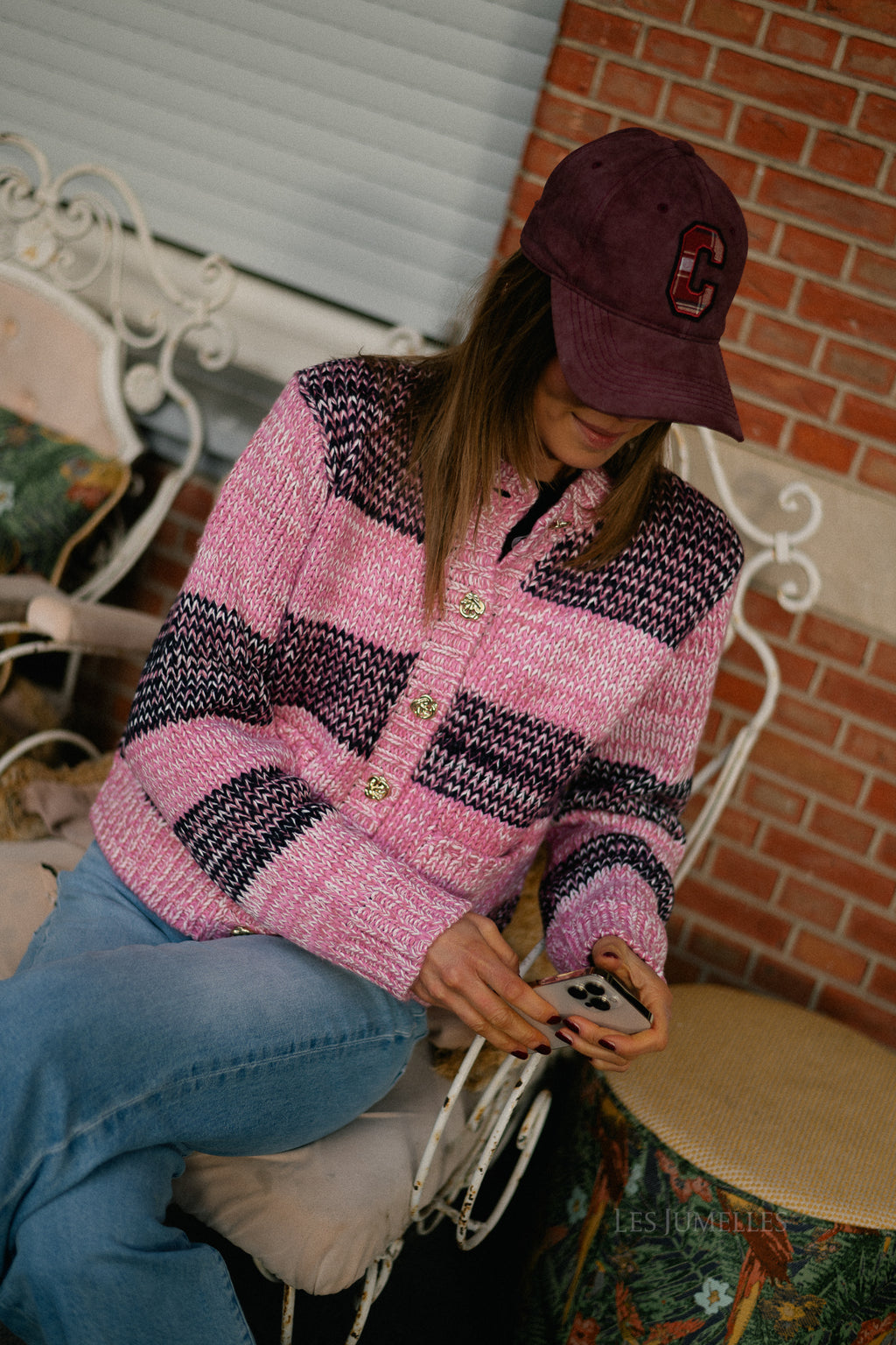 YASMayla LS knit cardigan moonlite mauve/mayla stripes